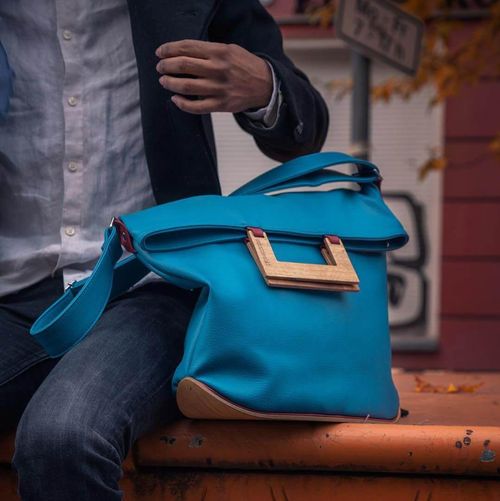 Tasche blau Unikat Upcycling von industrierelikt