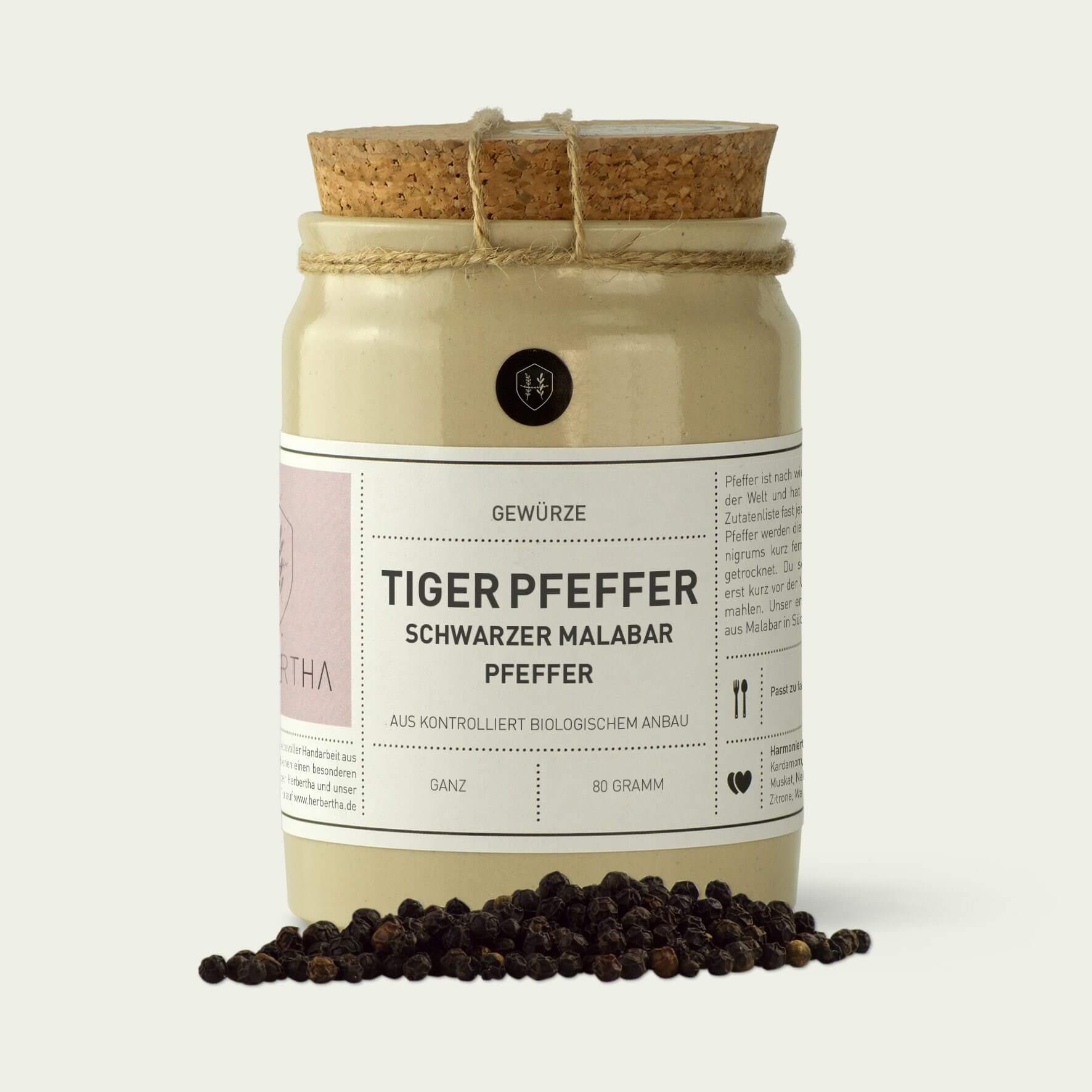 Tiger Pfeffer - Schwarzer Malabar Pfeffer im Steinzeugtopf von Herbertha 