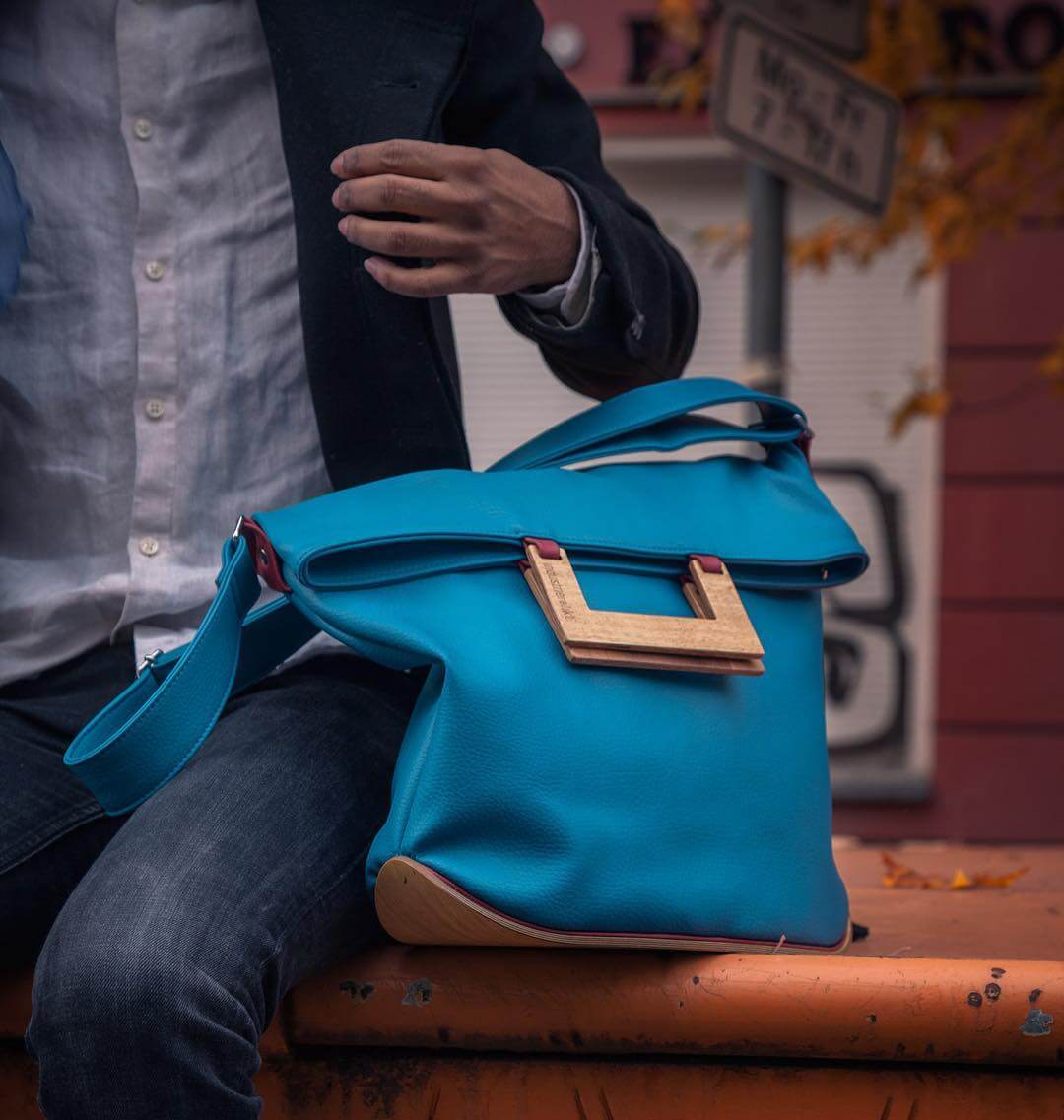 Tasche blau Unikat Upcycling von industrierelikt