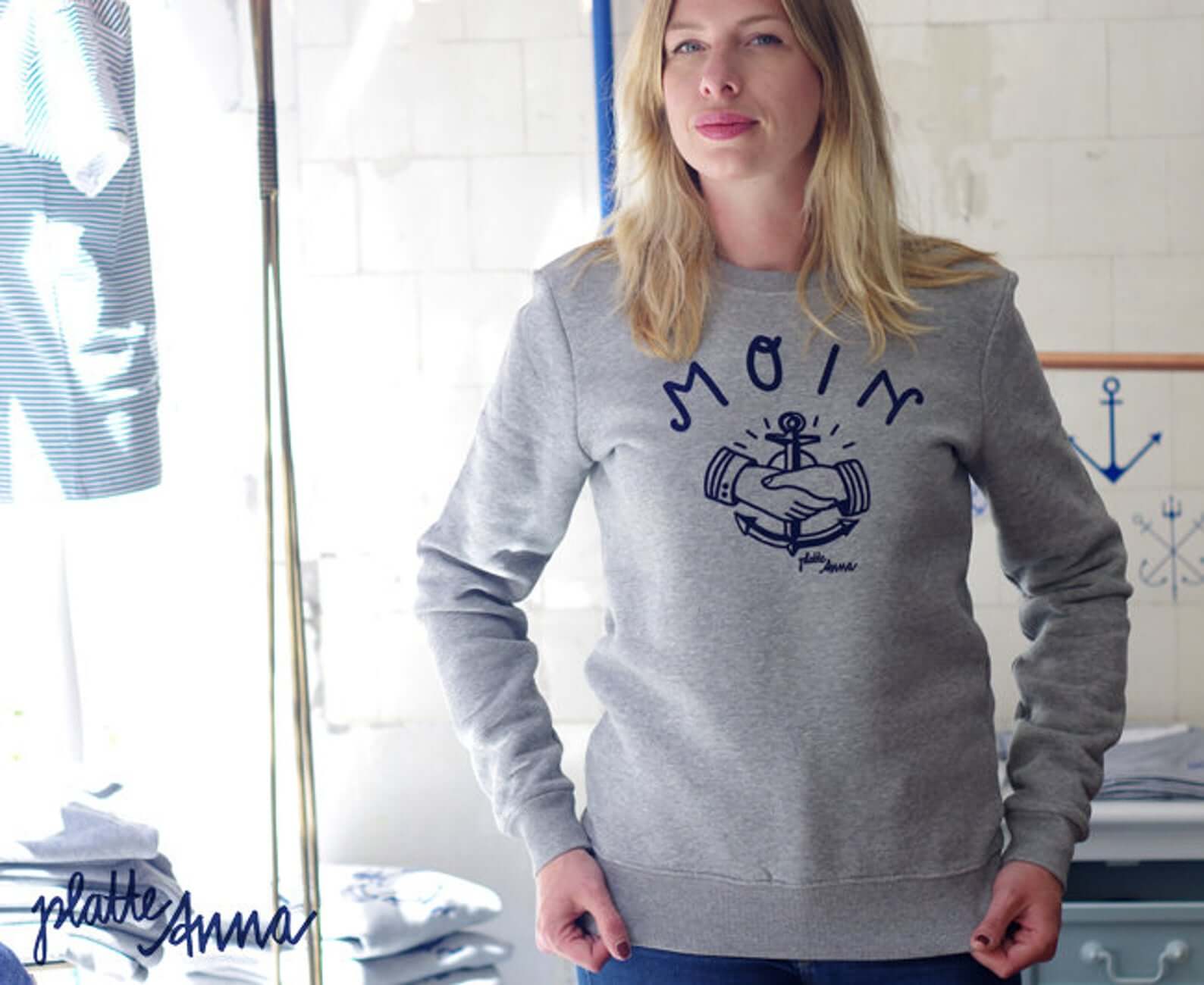Maritimes Sweatshirt "Moin" © Platte Anna