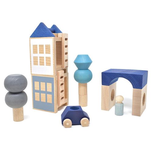 Holzspielzeug-Set "Lubu Town" Maxi Winterstadt © Lubulona Holzspielzeug-Set "Lubu Town" Maxi Winterstadt von Lubulona