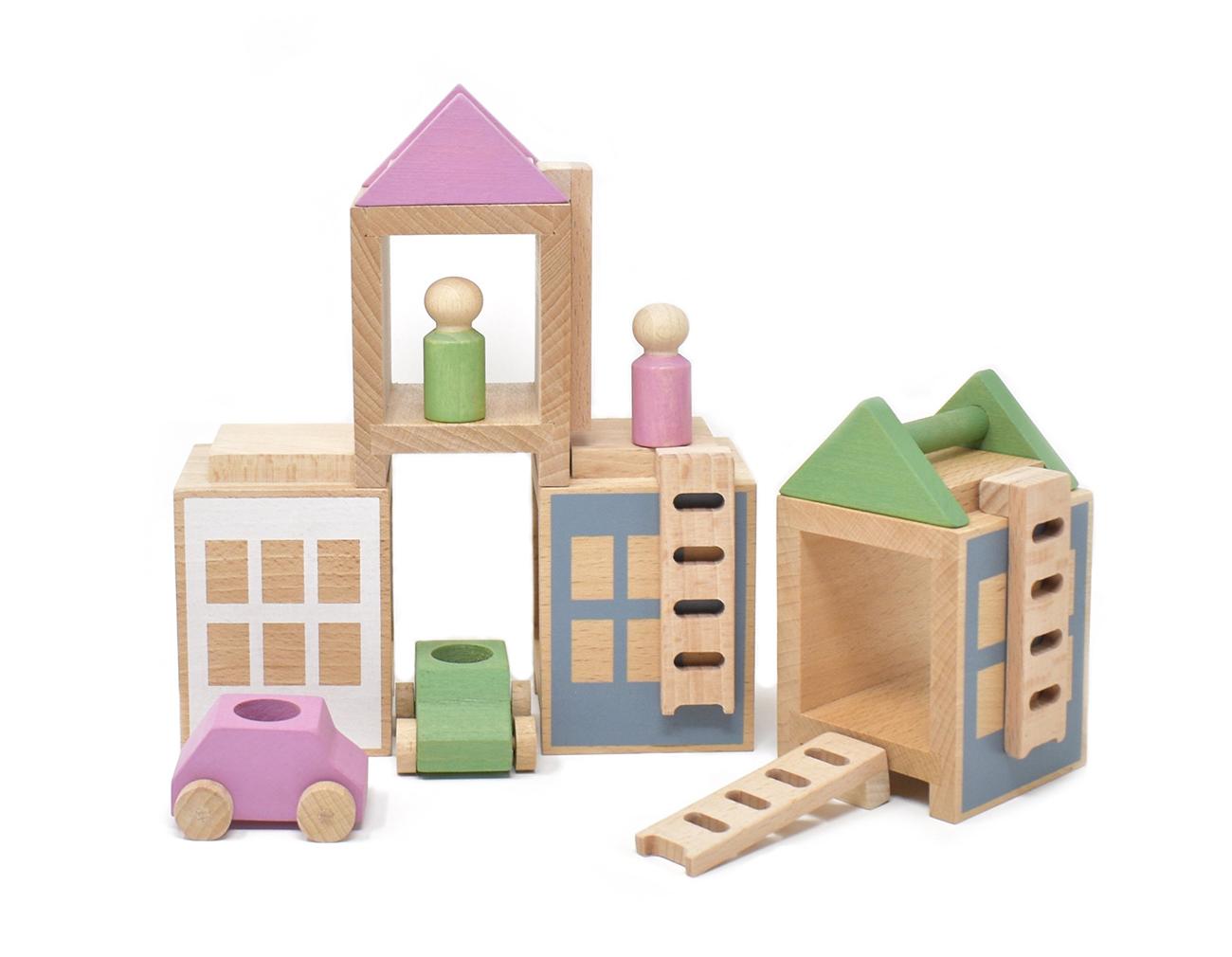 Holzspielzeug-Set "Lubu Town" Maxi Frühlingsstadt von Lubulona