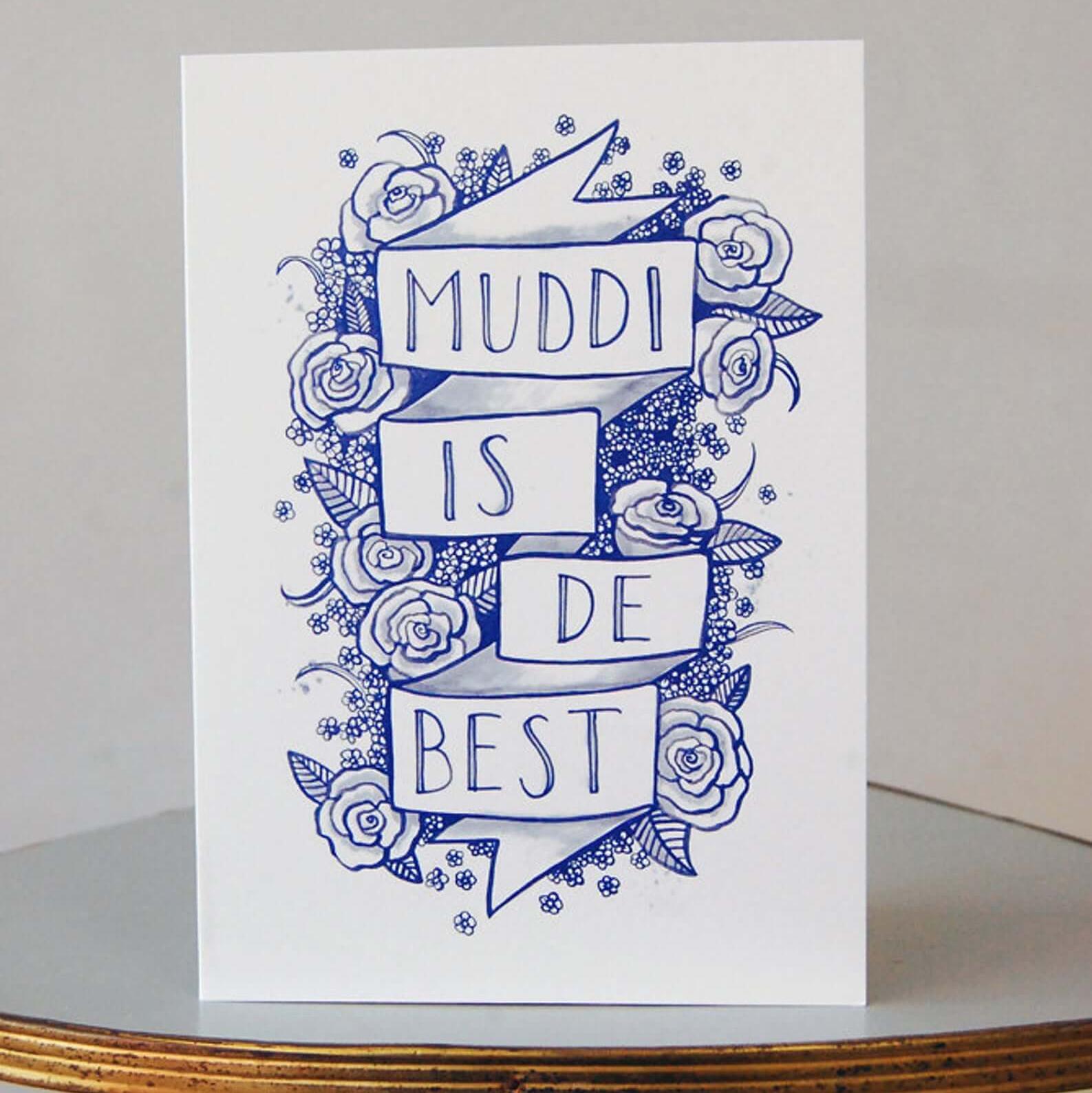 Grusskarte "Muddi is de best" von Platte Anna