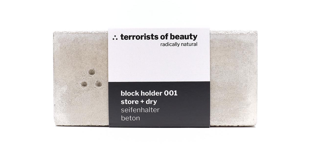 Seifenhalter aus Beton - block holder 001 von terrorists of beauty; Foto: Hannes Wichmann