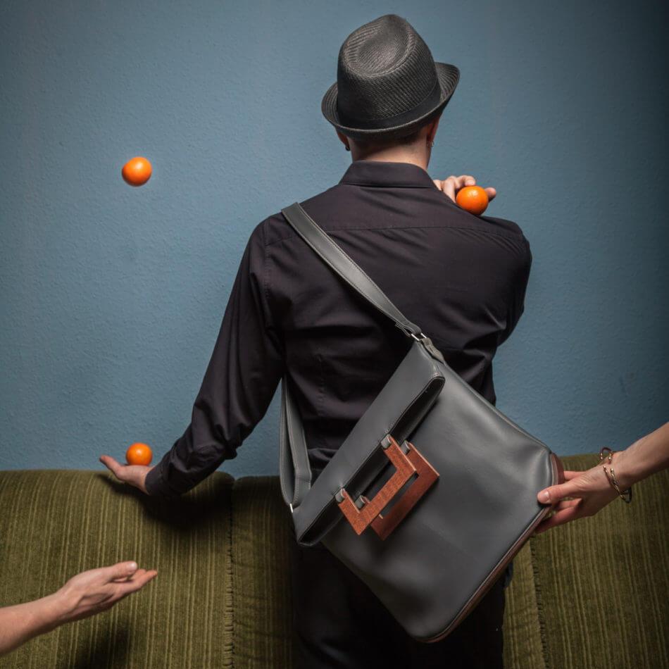 Handtasche grau Upcycling von industrierelikt