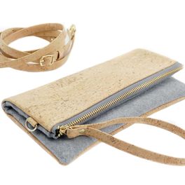 CERRIS Clutch Umhängetasche Kork grau natur von UlStO